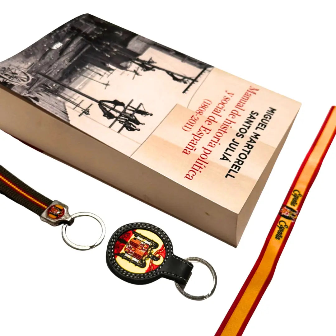 Comprar Libro "Manual de historia politica y social de España" + Lote Águila de San Juan La Flamenca de Borgoña Bandera España