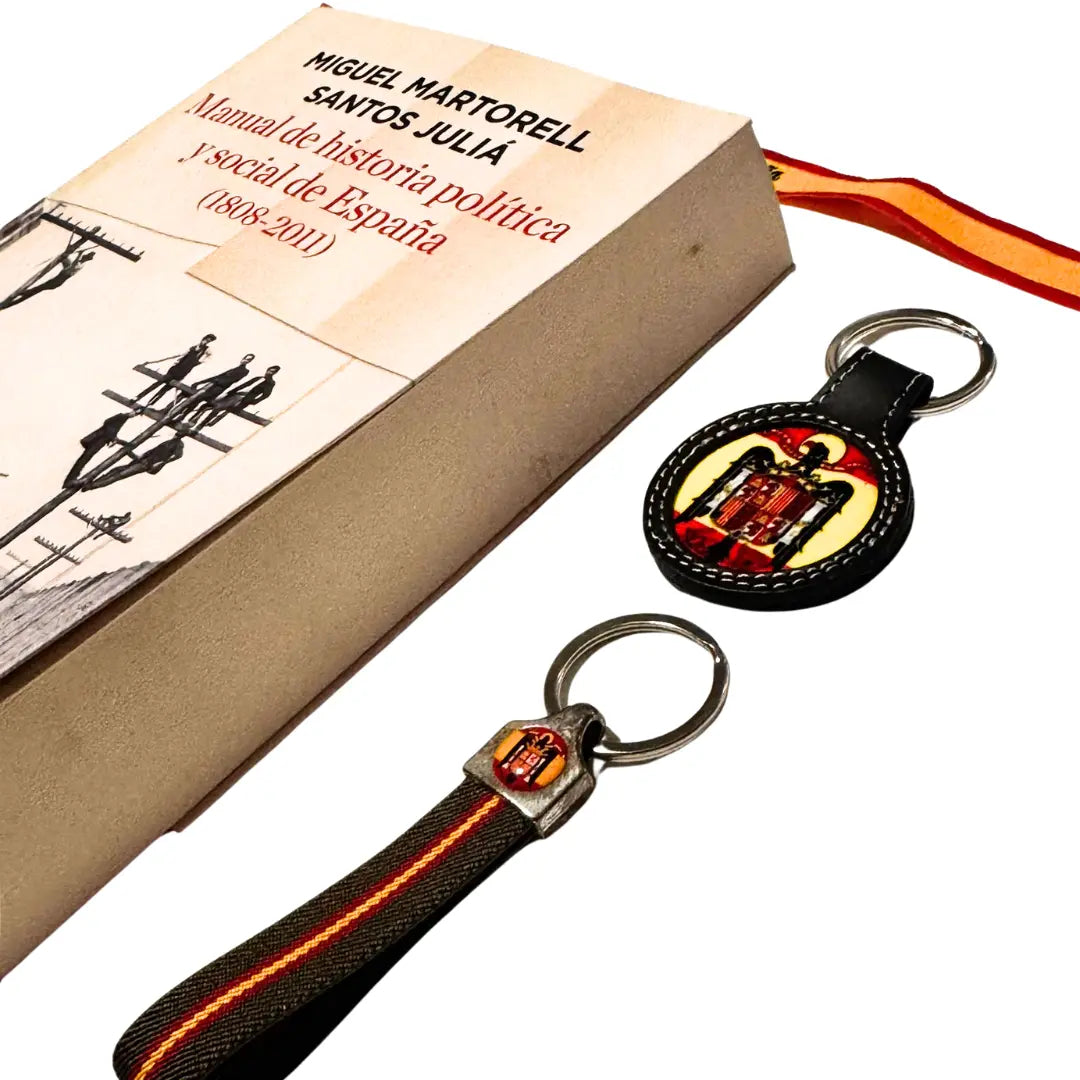 Comprar Libro "Manual de historia politica y social de España" + Lote Águila de San Juan La Flamenca de Borgoña Bandera España