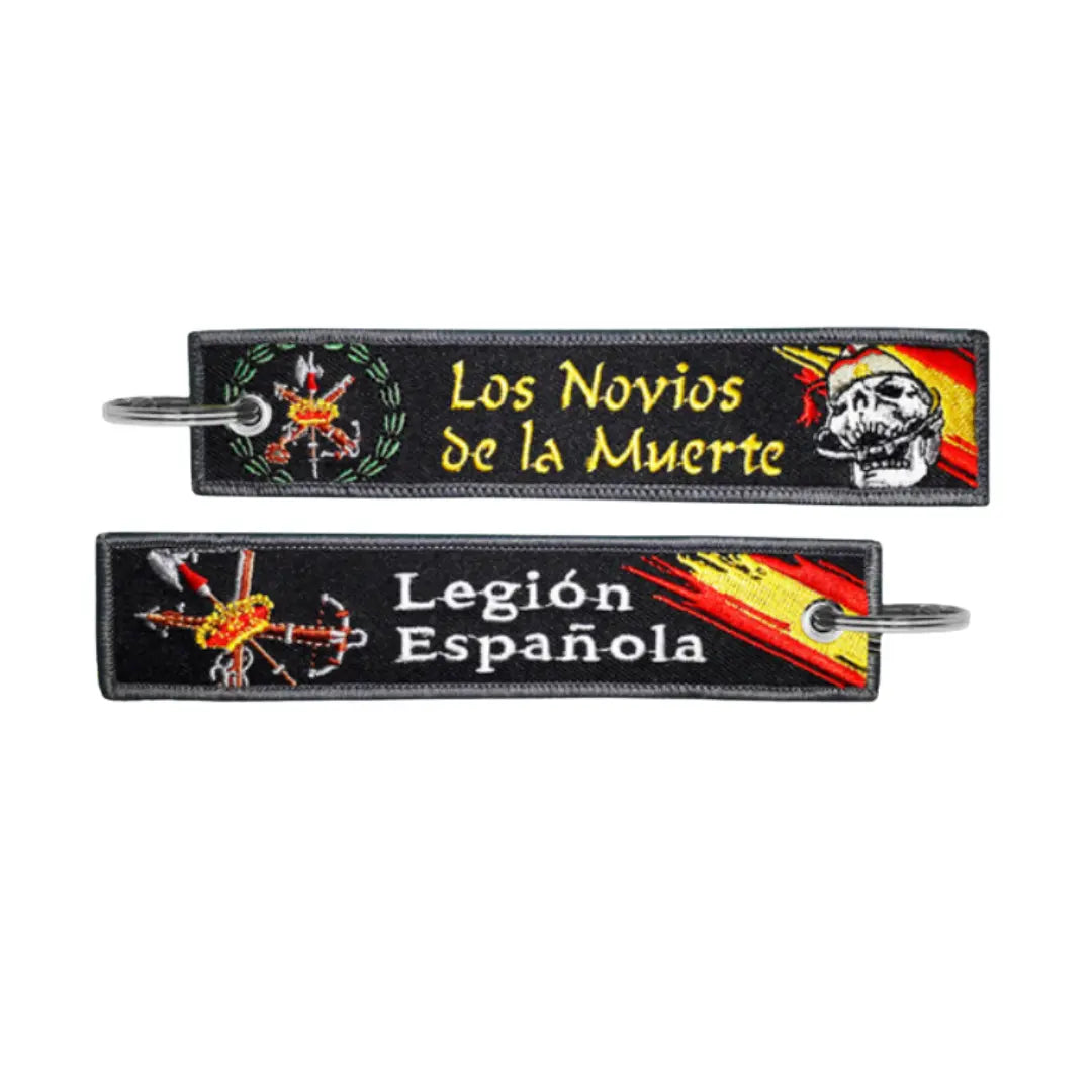 Comprar Llavero Legión Española Los Novios de la Muerte con calavera La Flamenca de Borgoña Bandera España