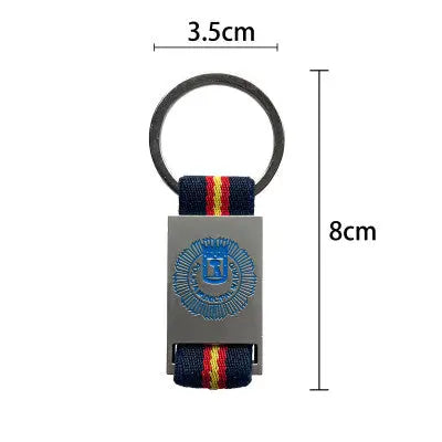 Comprar Llavero Metálico y Cinta Azul Marino Policía Municipal de Madrid 8 x 3,5 cm La Flamenca de Borgoña Bandera España