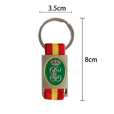 Comprar Llavero Metálico y Cinta Bandera de España Guardia Civil Emblema Histórico 8 x 3,5 cm La Flamenca de Borgoña Bandera España