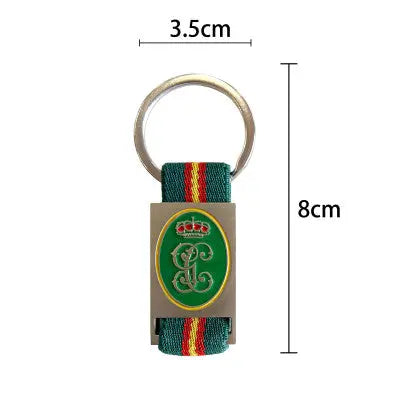 Comprar Llavero Metálico y Cinta Verde Guardia Civil Emblema Histórico 8 x 3,5 cm La Flamenca de Borgoña Bandera España