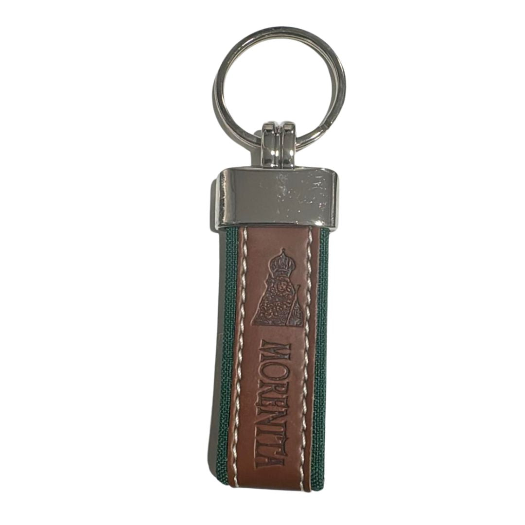 Comprar Llavero Virgen de la Cabeza morenita lona verde y piel La Flamenca de Borgoña, Bandera de España, Cruz de Borgoña, Patricia Muñoz, VOX, Santiago Abascal