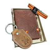 Comprar Lote Legión Española: cartera de piel, pulsera y llavero La Flamenca de Borgoña Bandera España