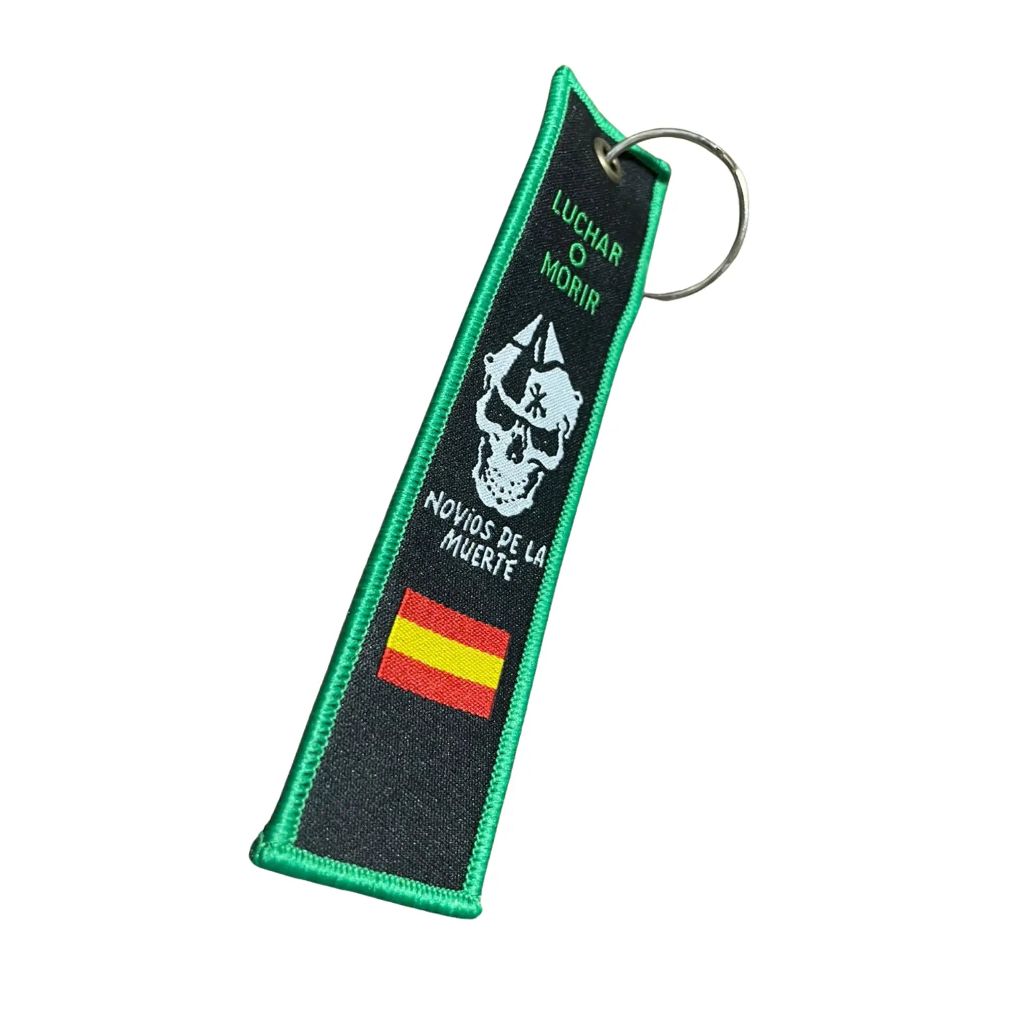 Comprar Lote Legión Española: pulsera de piel Cristo de la Buena Muerte y llavero “Novios de la muerte” La Flamenca de Borgoña Bandera España