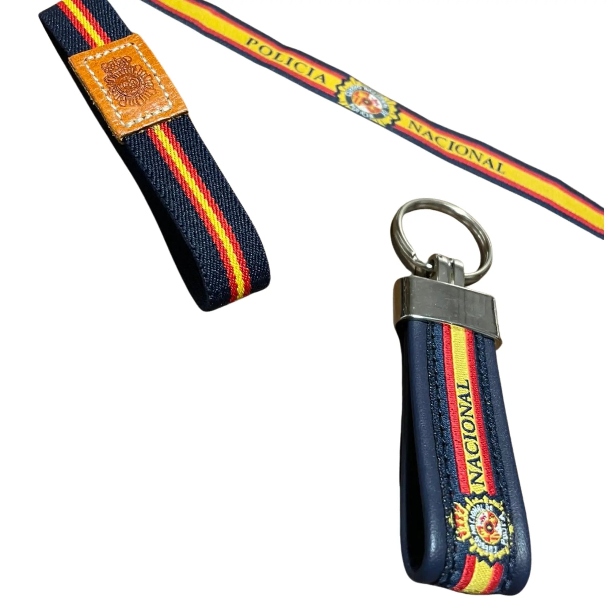 Comprar Lote Policía Nacional: pulsera bandera de España y llavero con escudo La Flamenca de Borgoña Bandera España