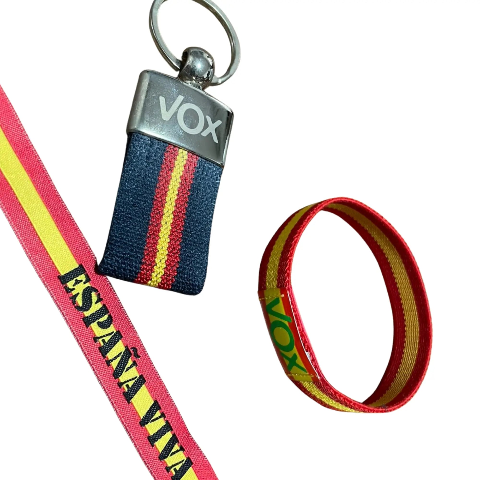 Comprar Lote VOX España Viva pulsera y llavero La Flamenca de Borgoña Bandera España