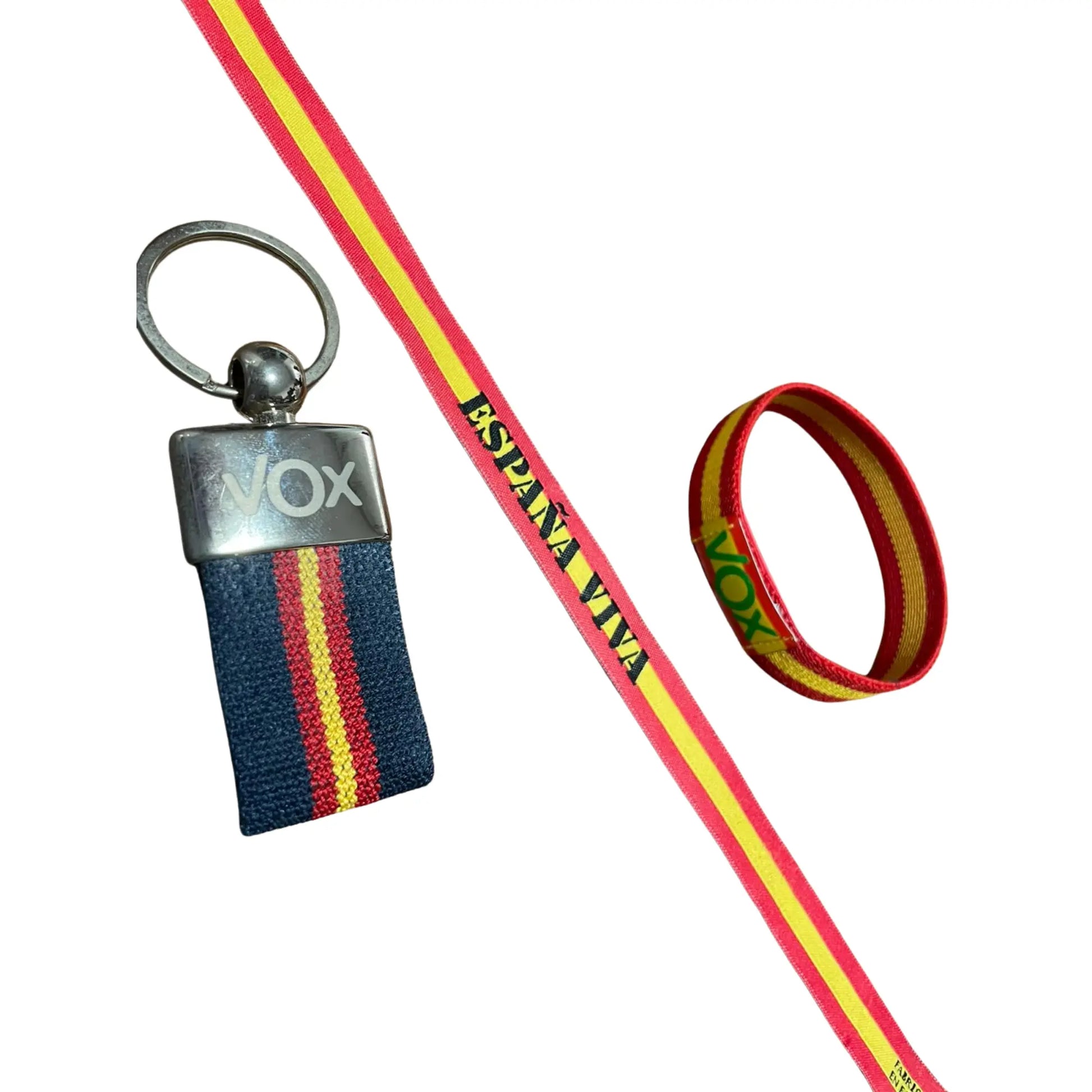 Comprar Lote VOX España Viva pulsera y llavero La Flamenca de Borgoña Bandera España