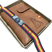 Comprar Lote Virgen del Rocío: cartera de piel y pulsera bandera de España La Flamenca de Borgoña Bandera España