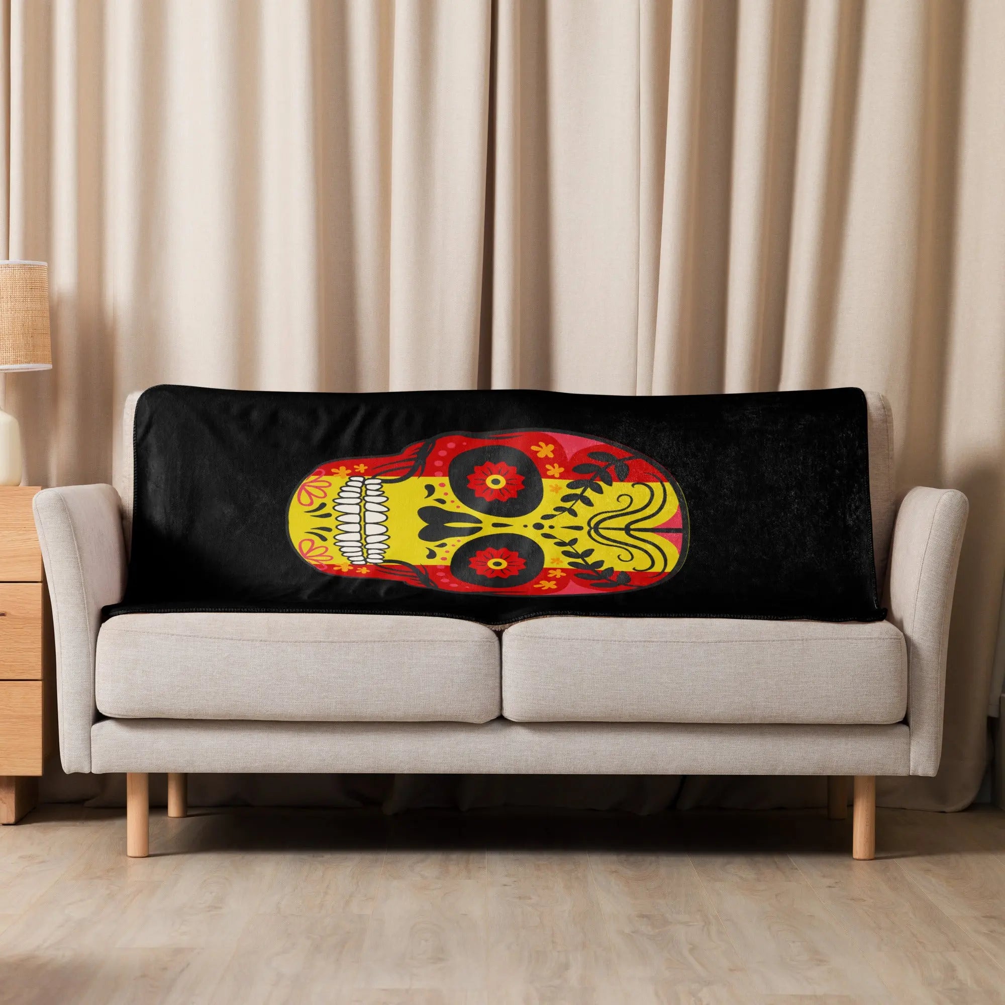 Comprar Manta sherpa Calavera La Flamenca de Borgoña, Bandera de España, Cruz de Borgoña, Patricia Muñoz, VOX, Santiago Abascal