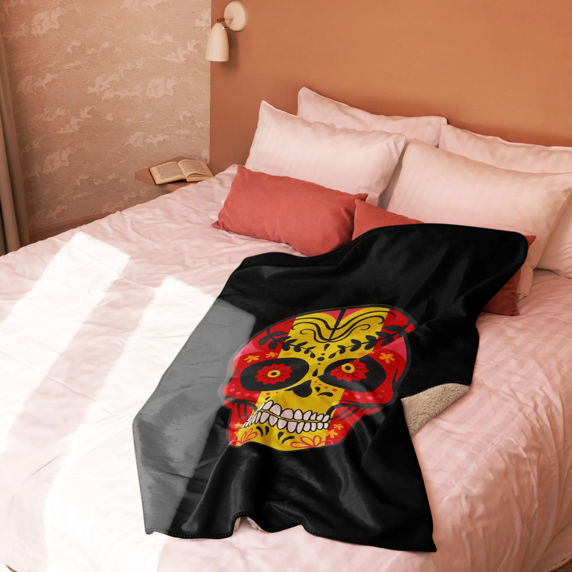 Comprar Manta sherpa Calavera La Flamenca de Borgoña, Bandera de España, Cruz de Borgoña, Patricia Muñoz, VOX, Santiago Abascal