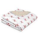 Comprar Manta sherpa Cruz de Borgoña mosaico blanco La Flamenca de Borgoña, Bandera de España, Cruz de Borgoña, Patricia Muñoz, VOX, Santiago Abascal