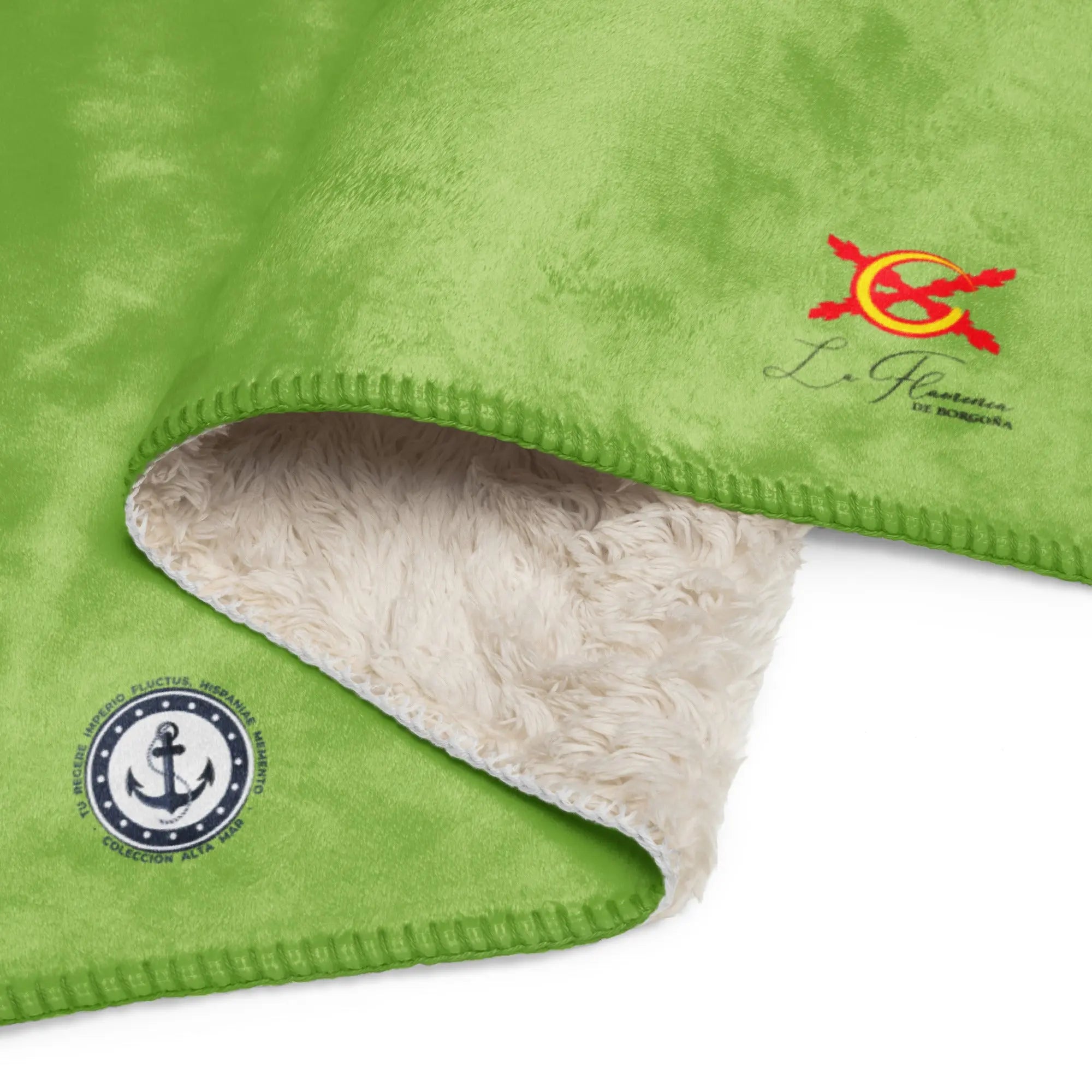 Comprar Manta sherpa Verde Pistacho Marinera La Flamenca de Borgoña, Bandera de España, Cruz de Borgoña, Patricia Muñoz, VOX, Santiago Abascal