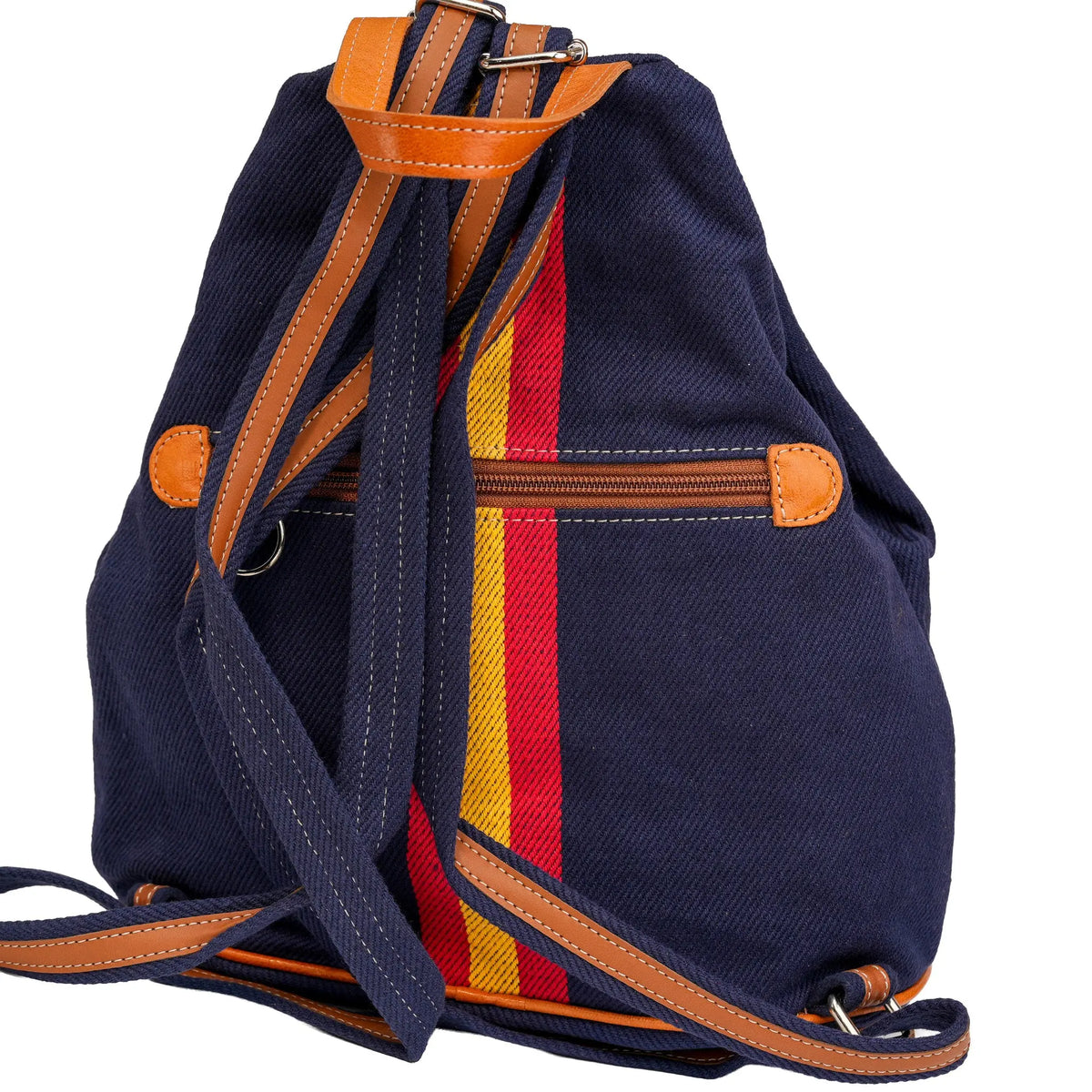 Mochila azul marino con bandera de España y adorno ecuestre