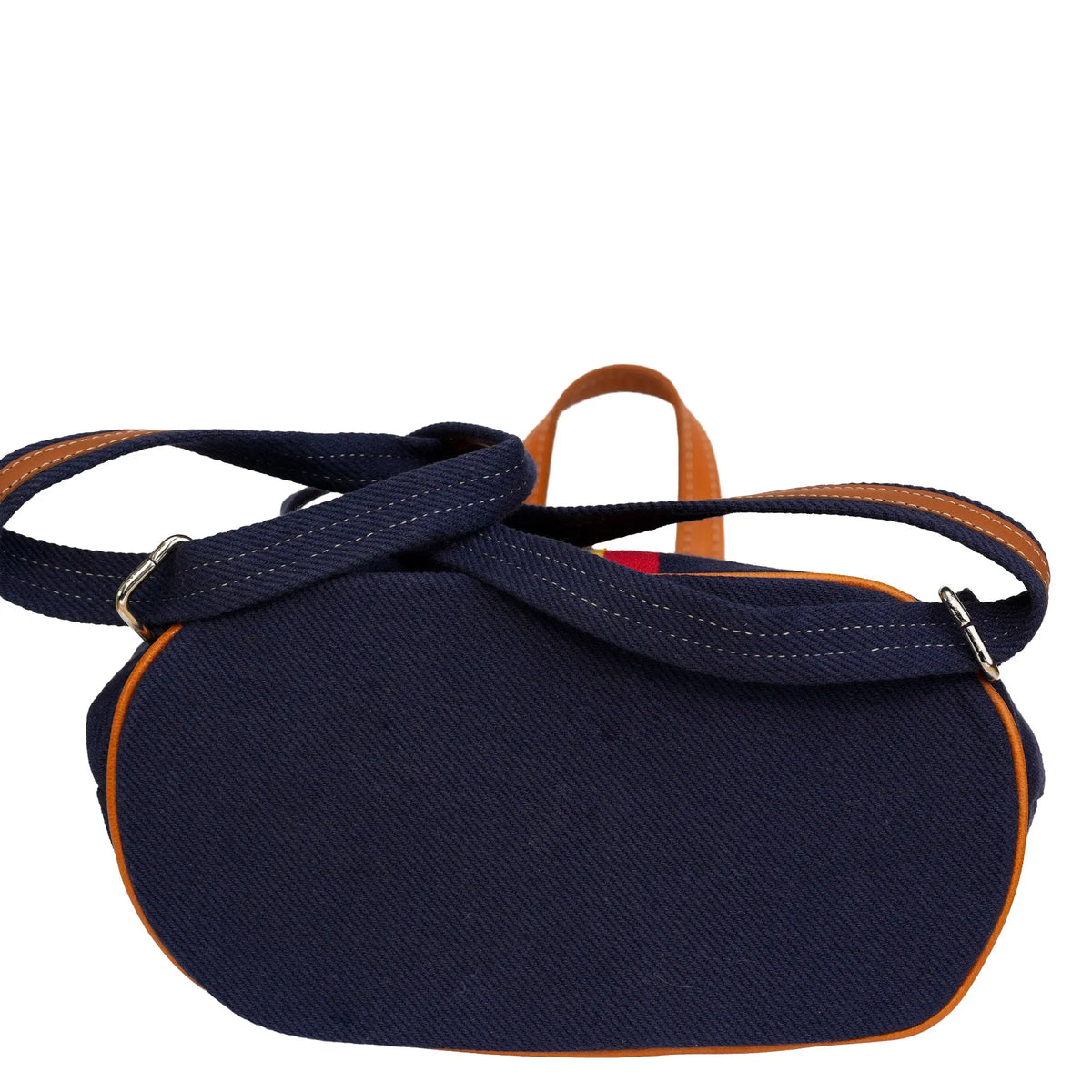 Mochila azul marino con bandera de España y adorno ecuestre
