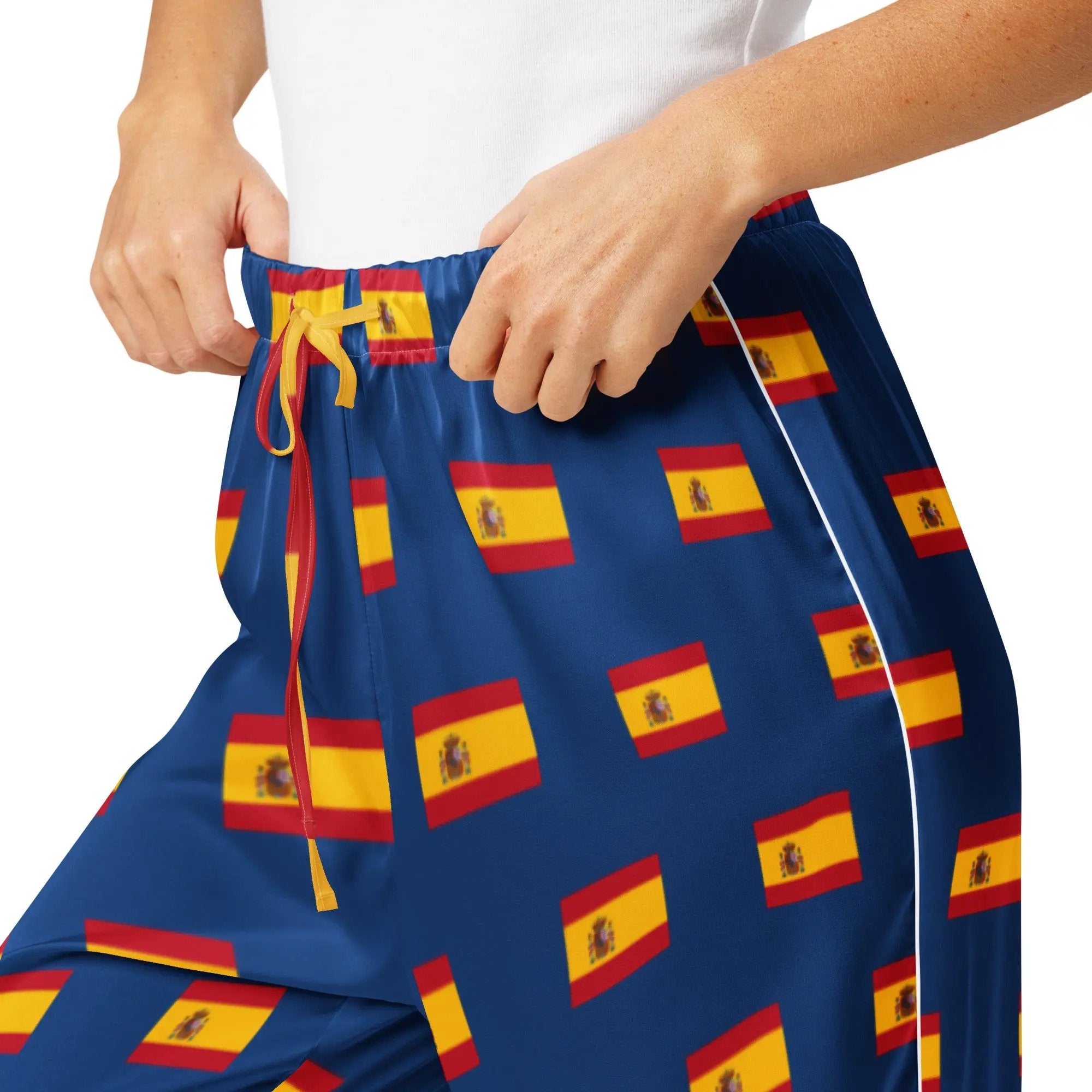 Comprar Pantalón de pijama Azul Bandera España con ribete La Flamenca de Borgoña Bandera España