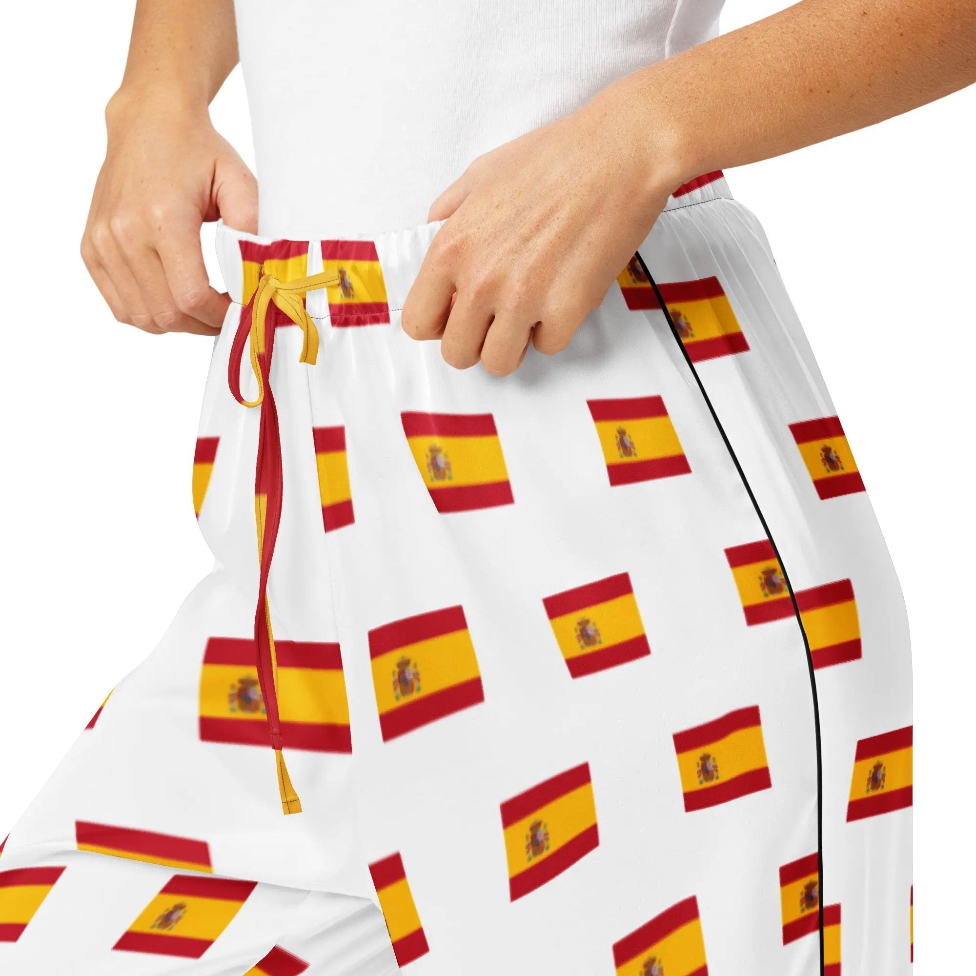 Comprar Pantalón de pijama Blanco Bandera España con ribete La Flamenca de Borgoña Bandera España
