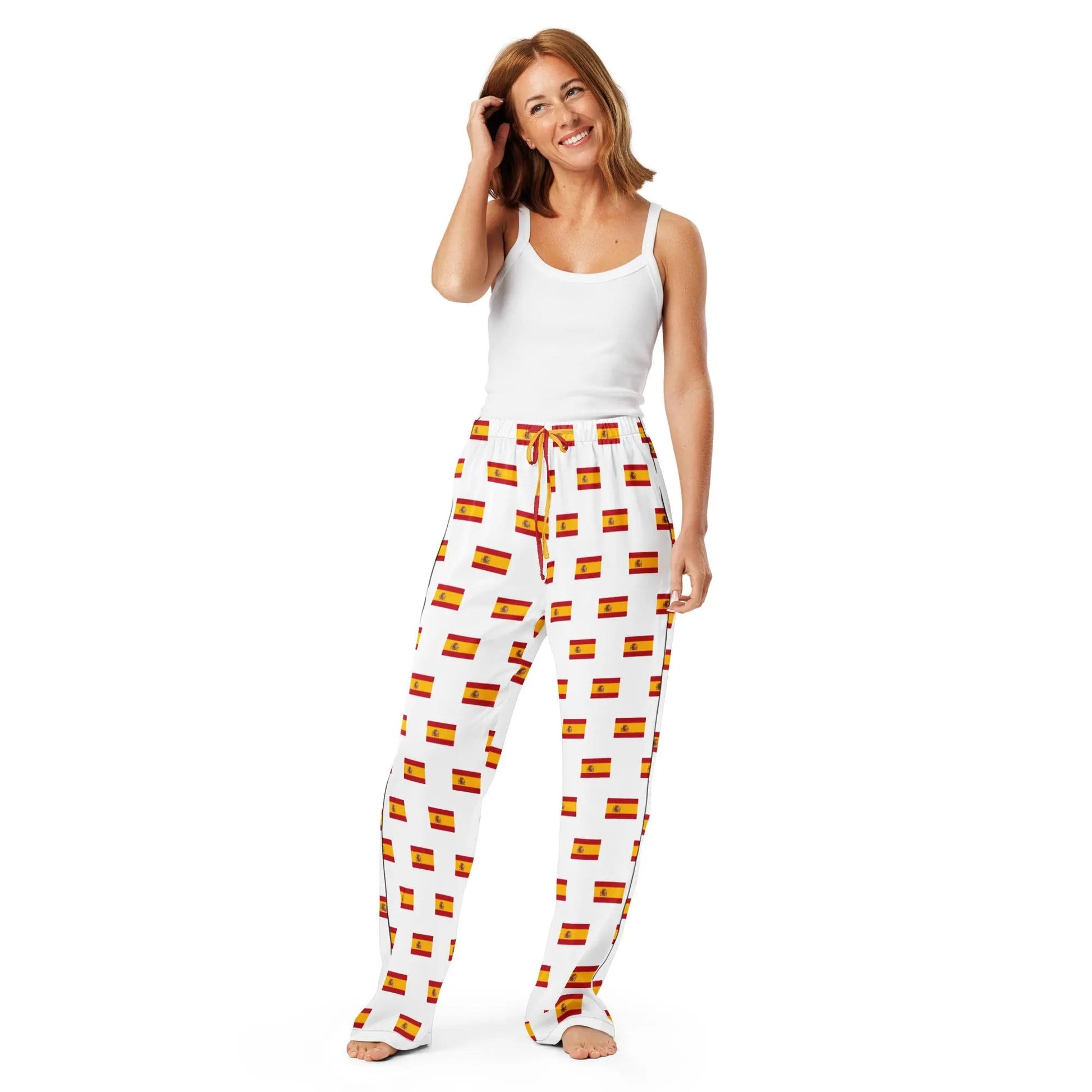 Comprar Pantalón de pijama Blanco Bandera España con ribete La Flamenca de Borgoña Bandera España