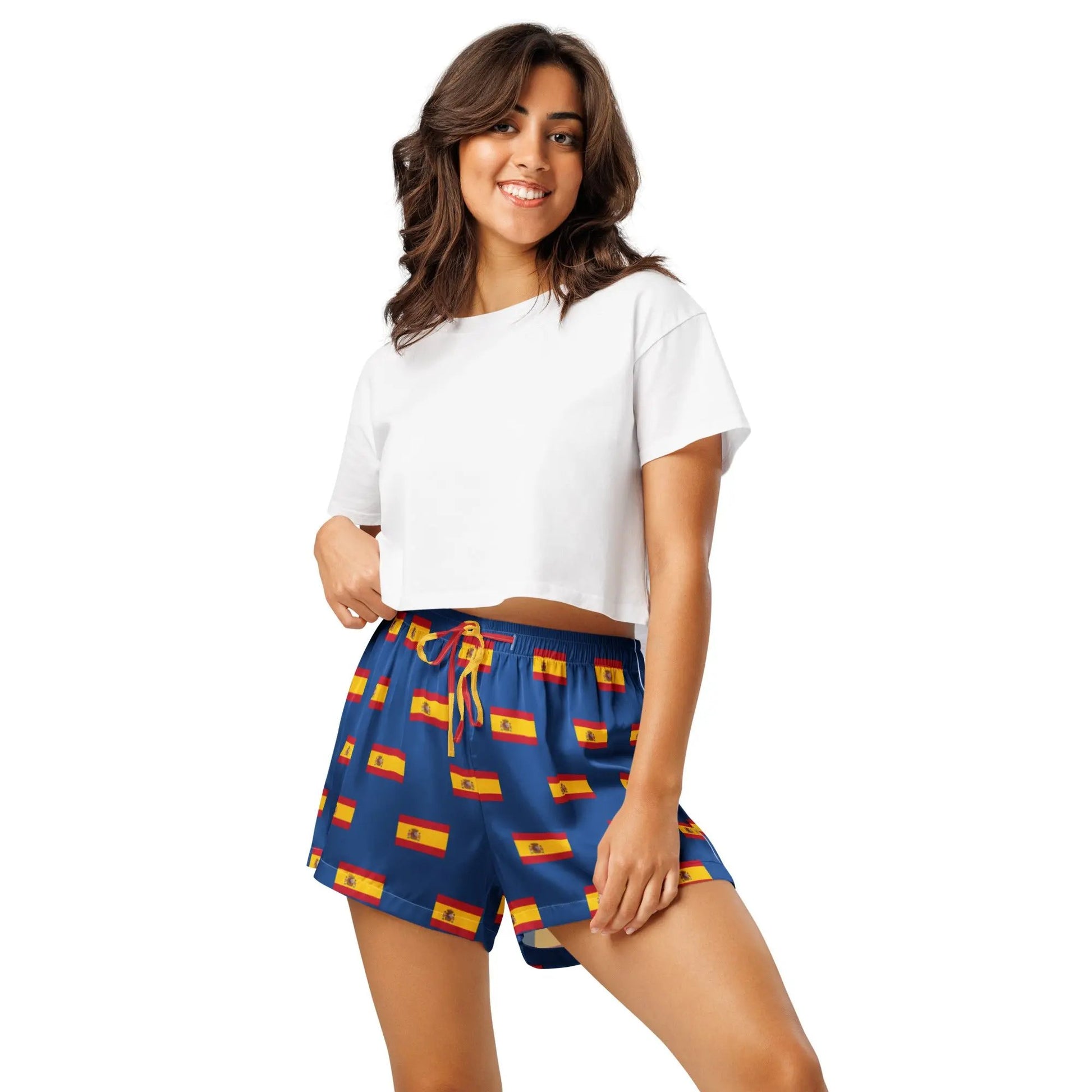 Comprar Pantalones cortos de pijama Azul Bandera España con ribete La Flamenca de Borgoña Bandera España