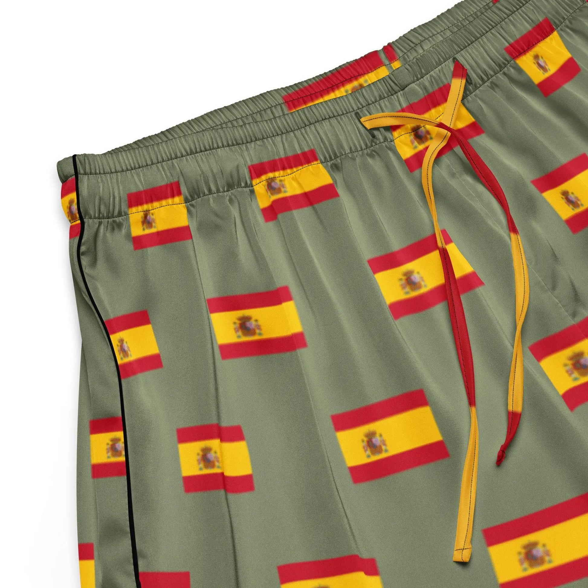 Comprar Pantalones cortos de pijama Verde Bandera España con ribete La Flamenca de Borgoña Bandera España