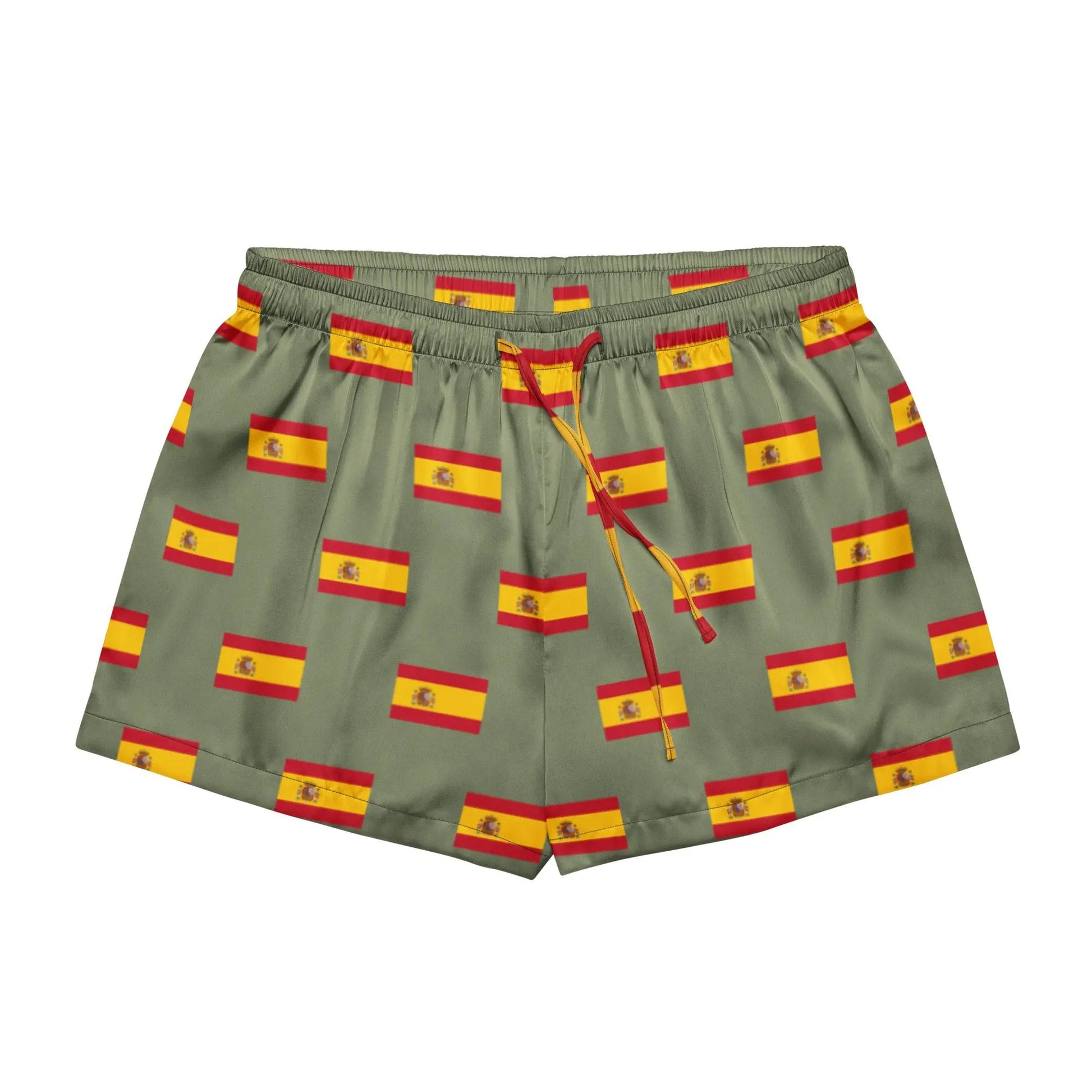 Comprar Pantalones cortos de pijama Verde Bandera España con ribete La Flamenca de Borgoña Bandera España