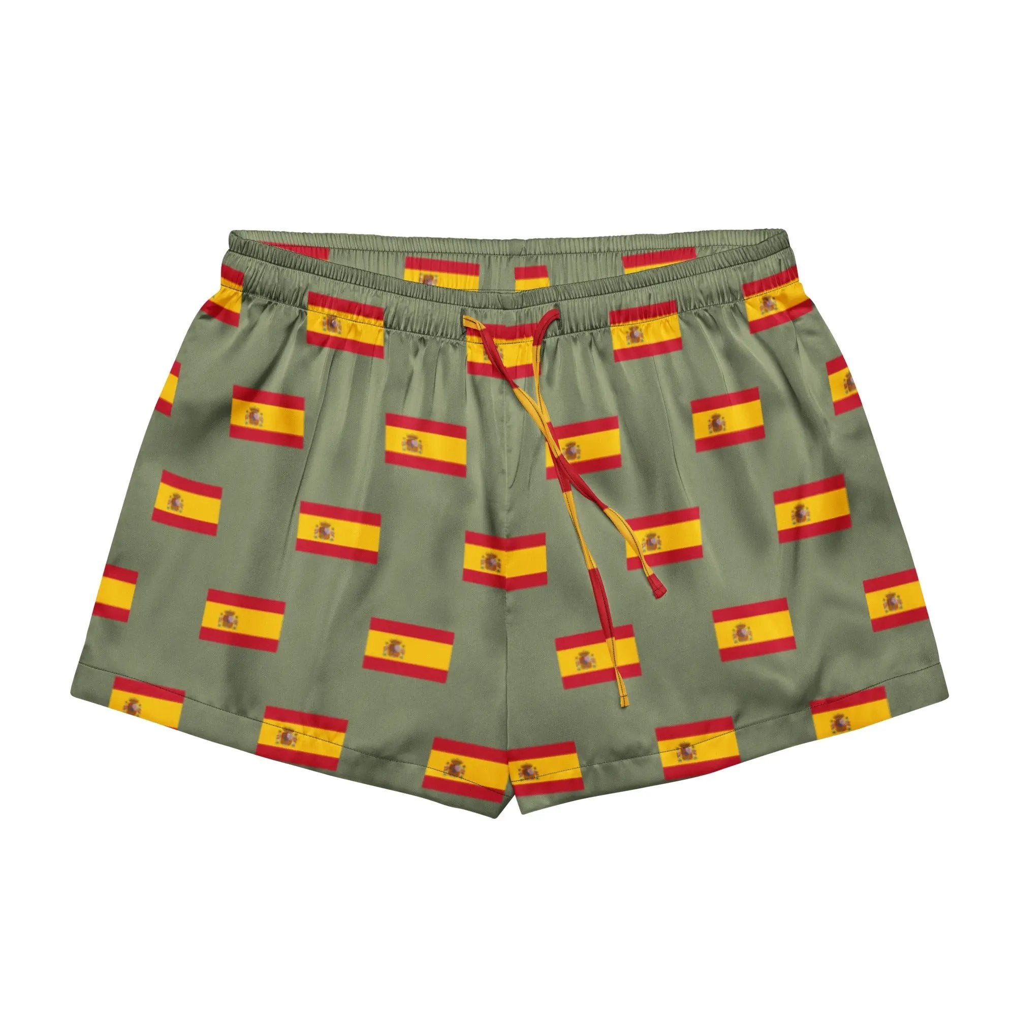 Comprar Pantalones cortos de pijama Verde Bandera España con ribete La Flamenca de Borgoña Bandera España
