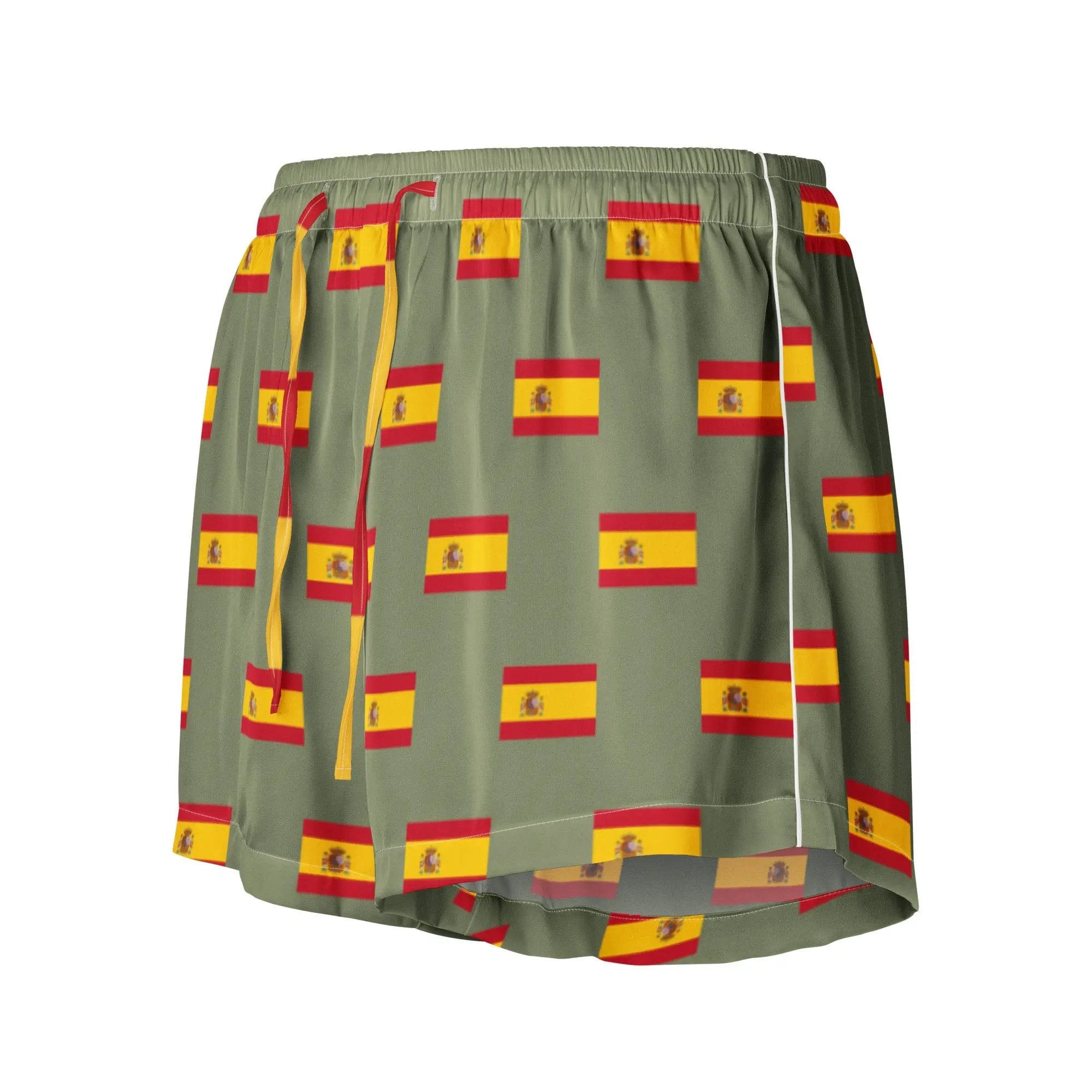 Comprar Pantalones cortos de pijama Verde Bandera España con ribete La Flamenca de Borgoña Bandera España