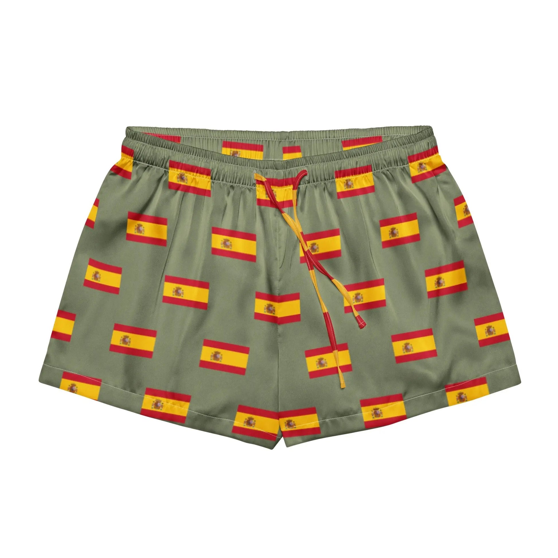 Comprar Pantalones cortos de pijama Verde Bandera España con ribete La Flamenca de Borgoña Bandera España