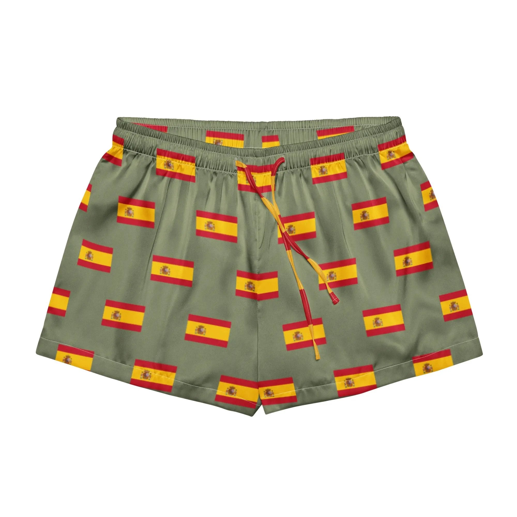 Comprar Pantalones cortos de pijama Verde Bandera España con ribete La Flamenca de Borgoña Bandera España