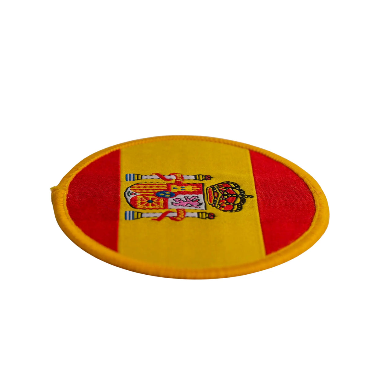 Comprar Parche Bandera España ovalado brodado termoadhesivo 8,5x6cm La Flamenca de Borgoña Bandera España