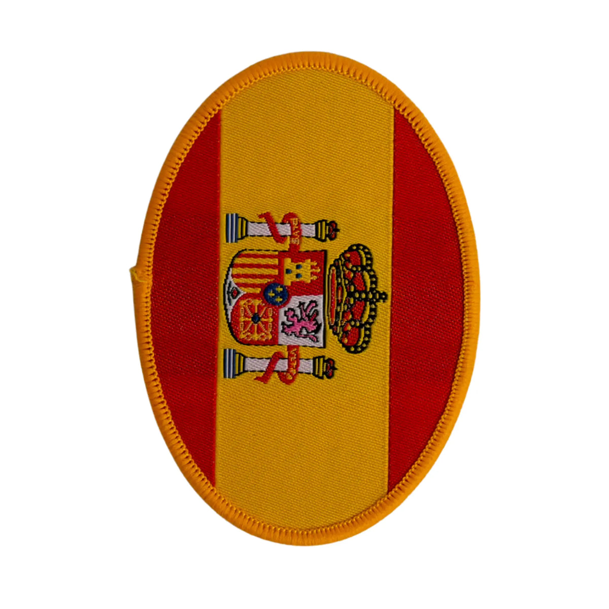 Comprar Parche Bandera España ovalado brodado termoadhesivo 8,5x6cm La Flamenca de Borgoña Bandera España