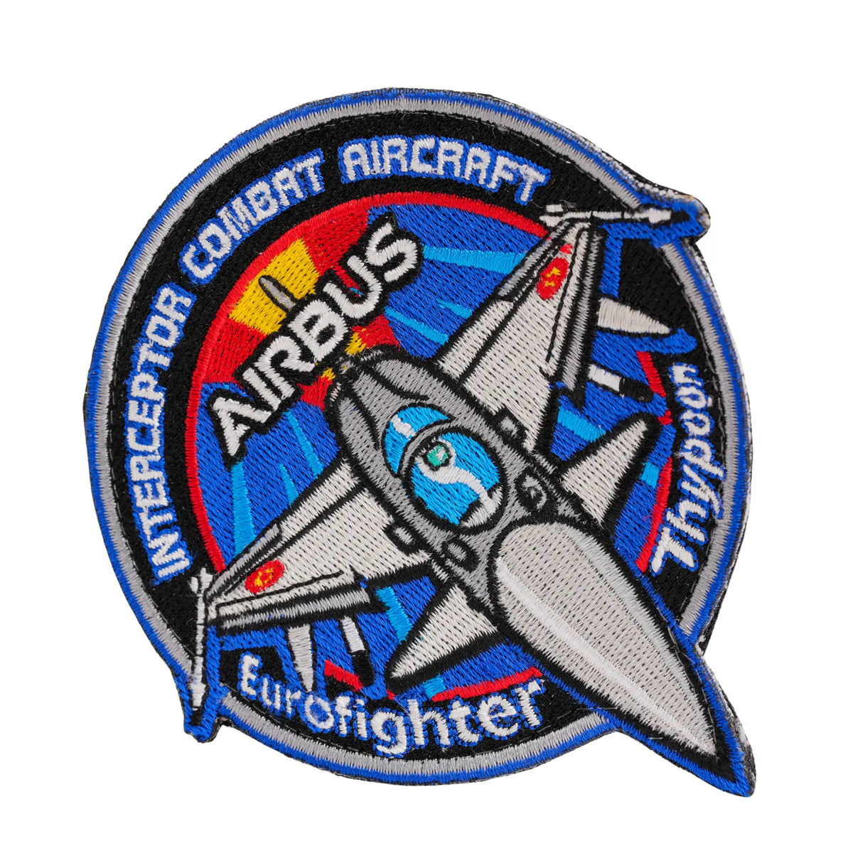 Comprar Parche Ejército del Aire AIRBUS Eurofighter Thypoon Interceptor Combat Aircraft bordado velcro 11 x 9,5 cm La Flamenca de Borgoña Bandera España