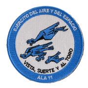 Comprar Parche Ejército del Aire Ala 11 <<Vista, Suerte y al Toro>> Bordado Velcro 9 cm La Flamenca de Borgoña Bandera España