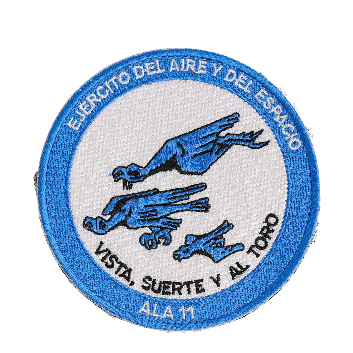 Comprar Parche Ejército del Aire Ala 11 <<Vista, Suerte y al Toro>> Bordado Velcro 9 cm La Flamenca de Borgoña Bandera España