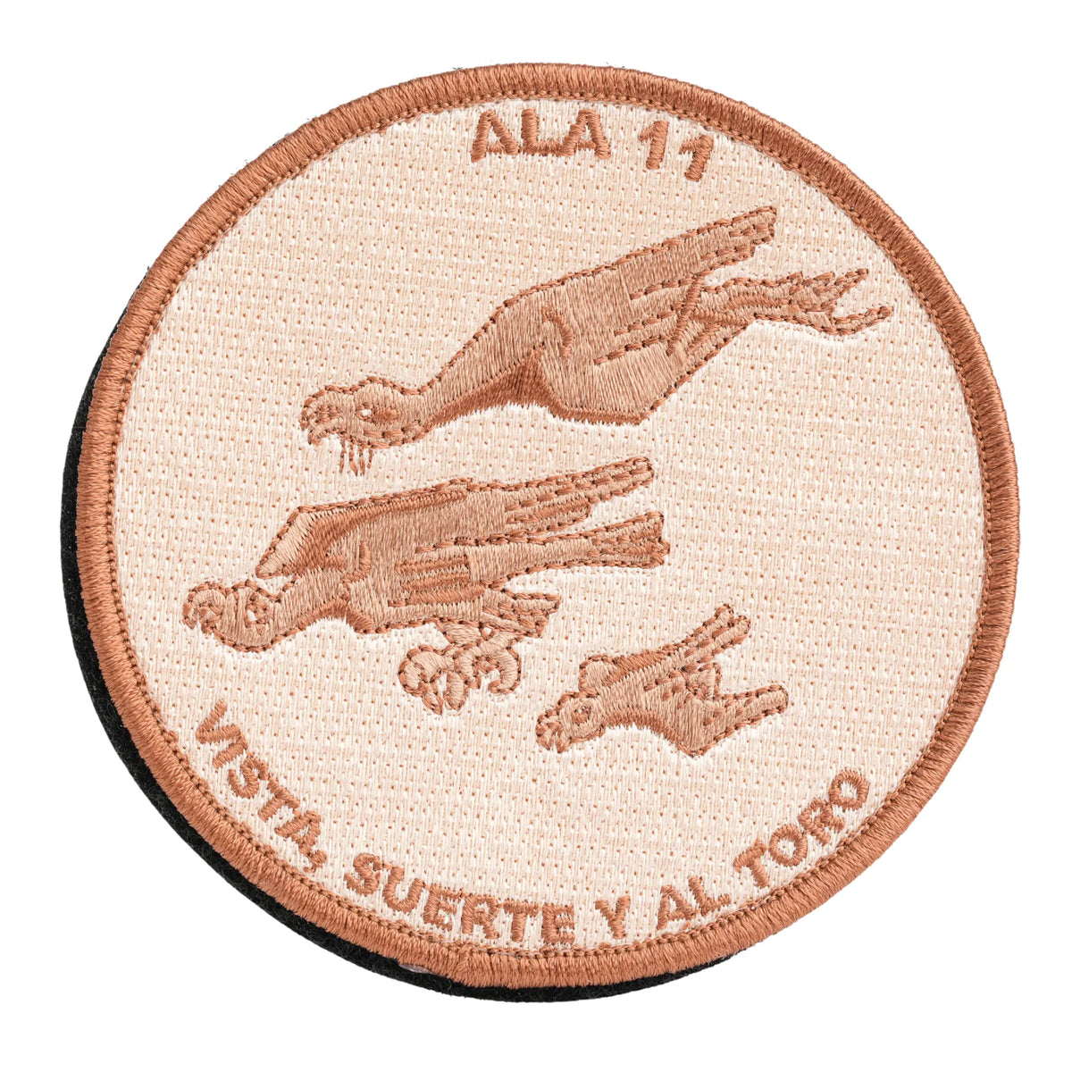 Comprar Parche Ejército del Aire Ala 11 «Vista, Suerte y al Toro» Bordado con Velcro — 9 cm La Flamenca de Borgoña Bandera España