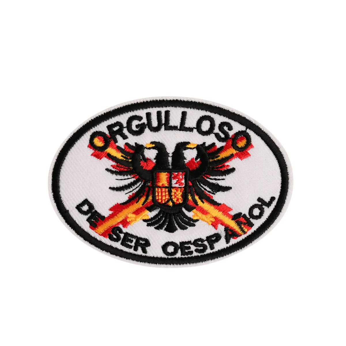 Comprar Parche Orgulloso de Ser español ovalado bordado termoadhesivo 8,5x6cm La Flamenca de Borgoña Bandera España