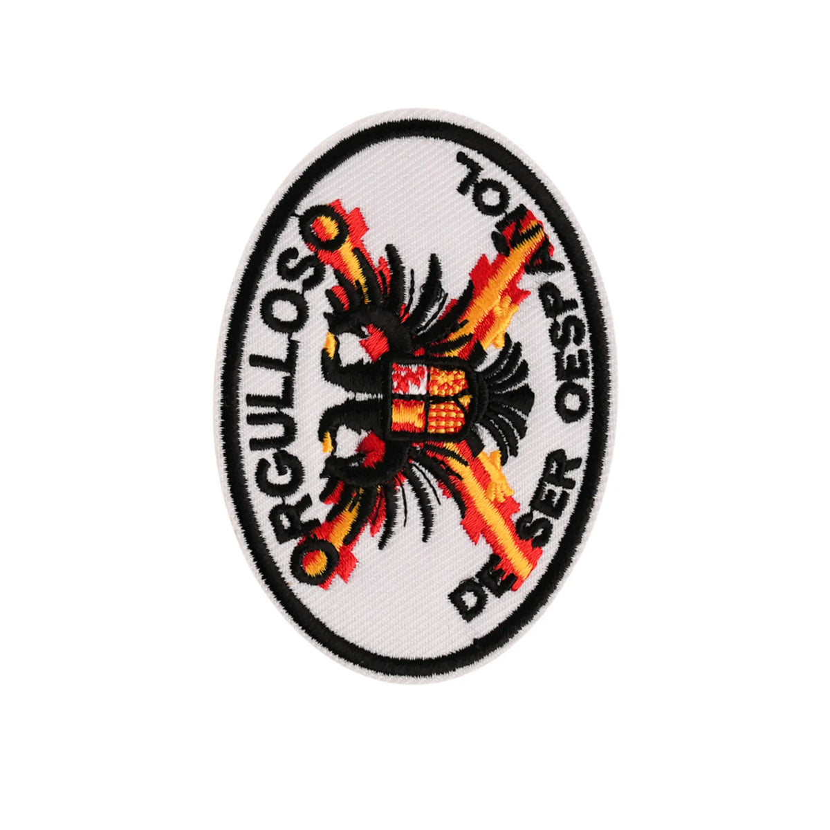 Comprar Parche Orgulloso de Ser español ovalado bordado termoadhesivo 8,5x6cm La Flamenca de Borgoña Bandera España