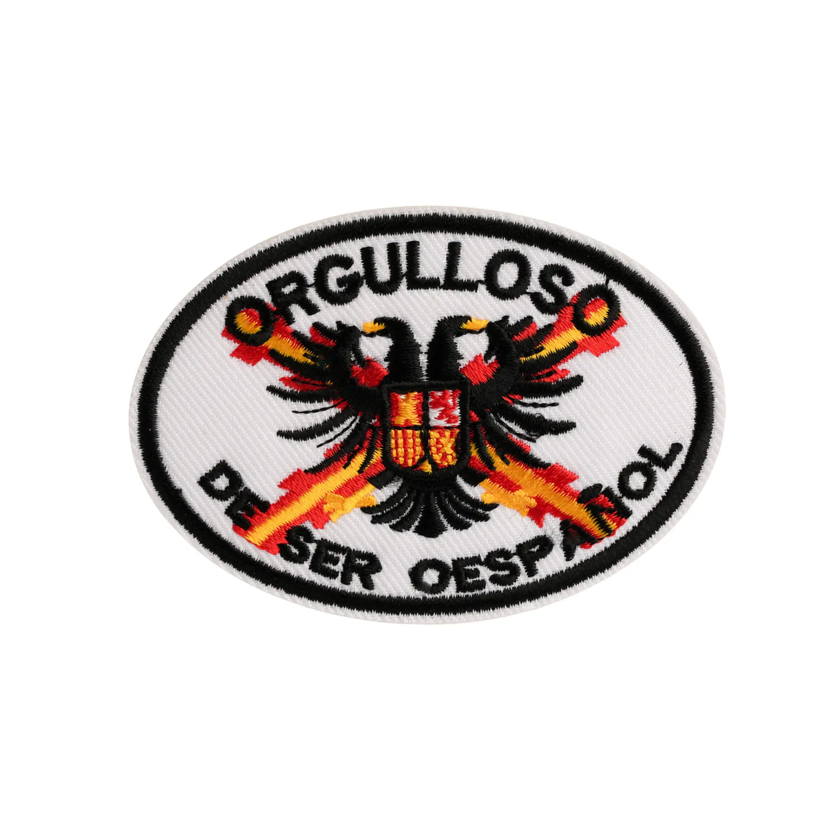 Comprar Parche Orgulloso de Ser español ovalado bordado termoadhesivo 8,5x6cm La Flamenca de Borgoña Bandera España