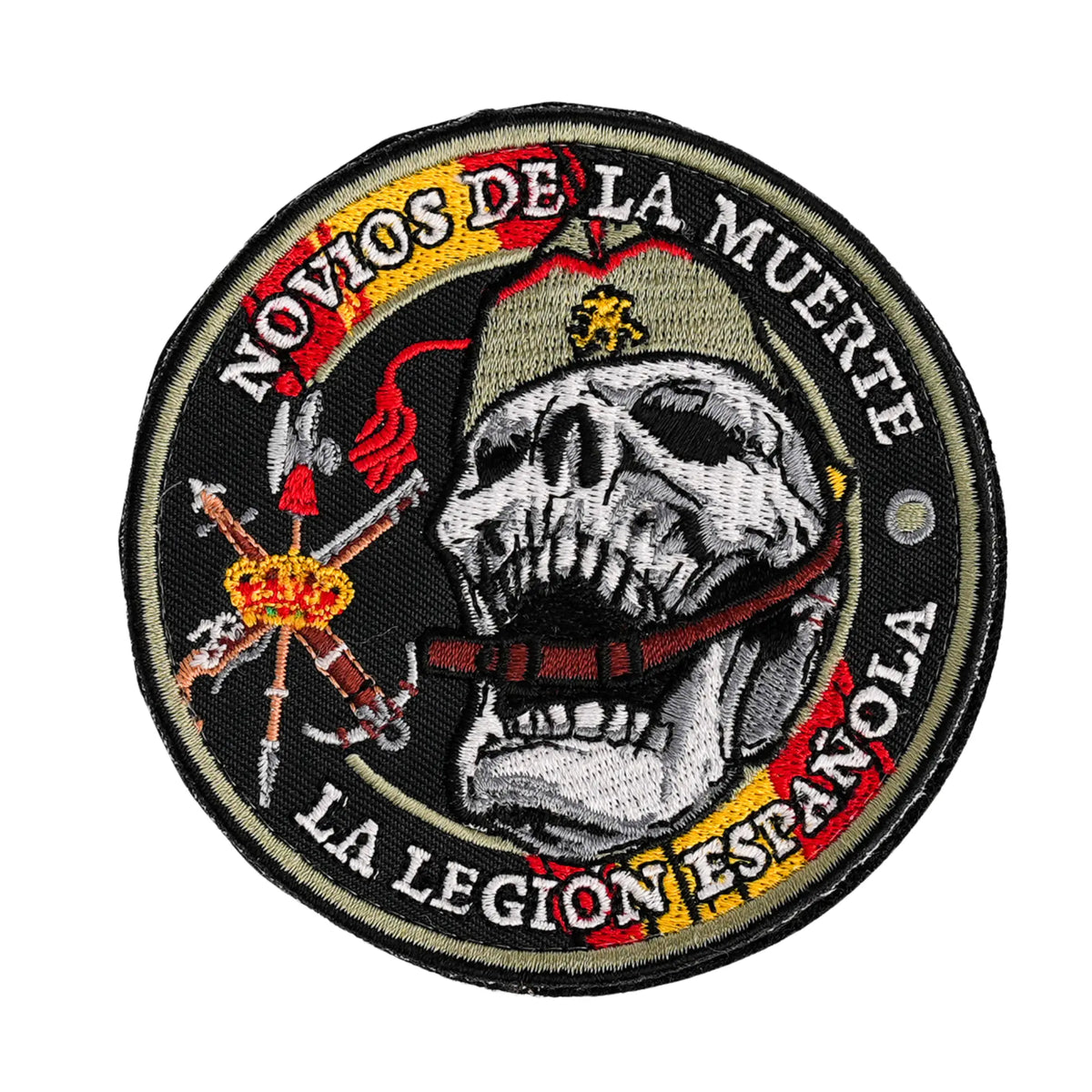 Comprar Parche de La Legión Española Novios de la Muerta Bordado Velcro 9cm La Flamenca de Borgoña Bandera España