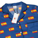 Comprar Pijama de manga larga Azul Bandera España con ribete La Flamenca de Borgoña Bandera España