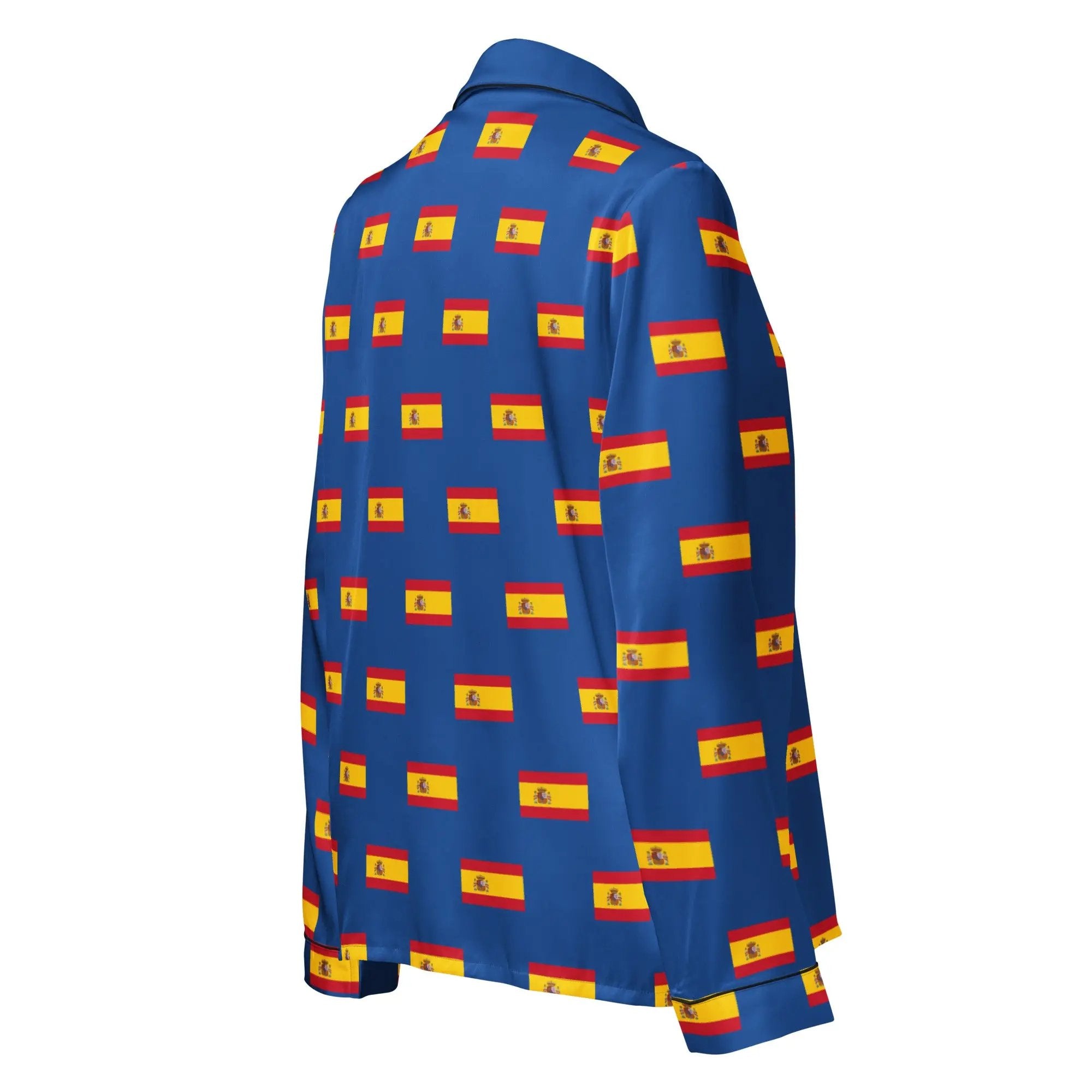 Comprar Pijama de manga larga Azul Bandera España con ribete La Flamenca de Borgoña Bandera España