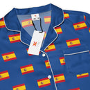 Comprar Pijama de manga larga Azul Bandera España con ribete La Flamenca de Borgoña Bandera España