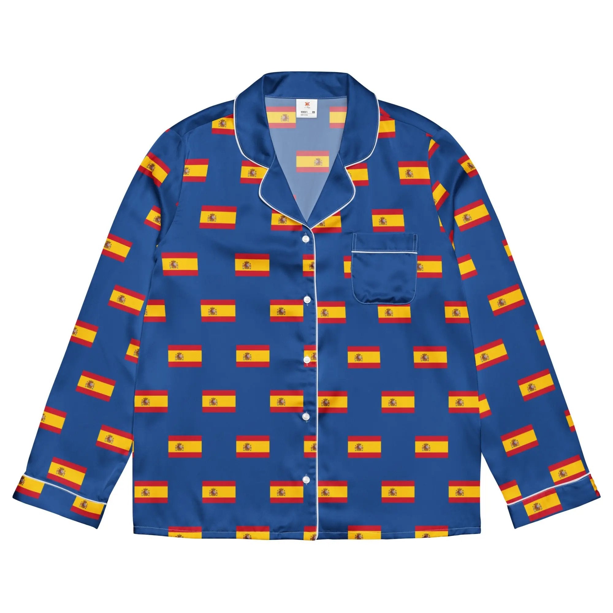 Comprar Pijama de manga larga Azul Bandera España con ribete La Flamenca de Borgoña Bandera España