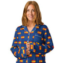 Comprar Pijama de manga larga Azul Bandera España con ribete La Flamenca de Borgoña Bandera España