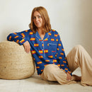 Comprar Pijama de manga larga Azul Bandera España con ribete La Flamenca de Borgoña Bandera España