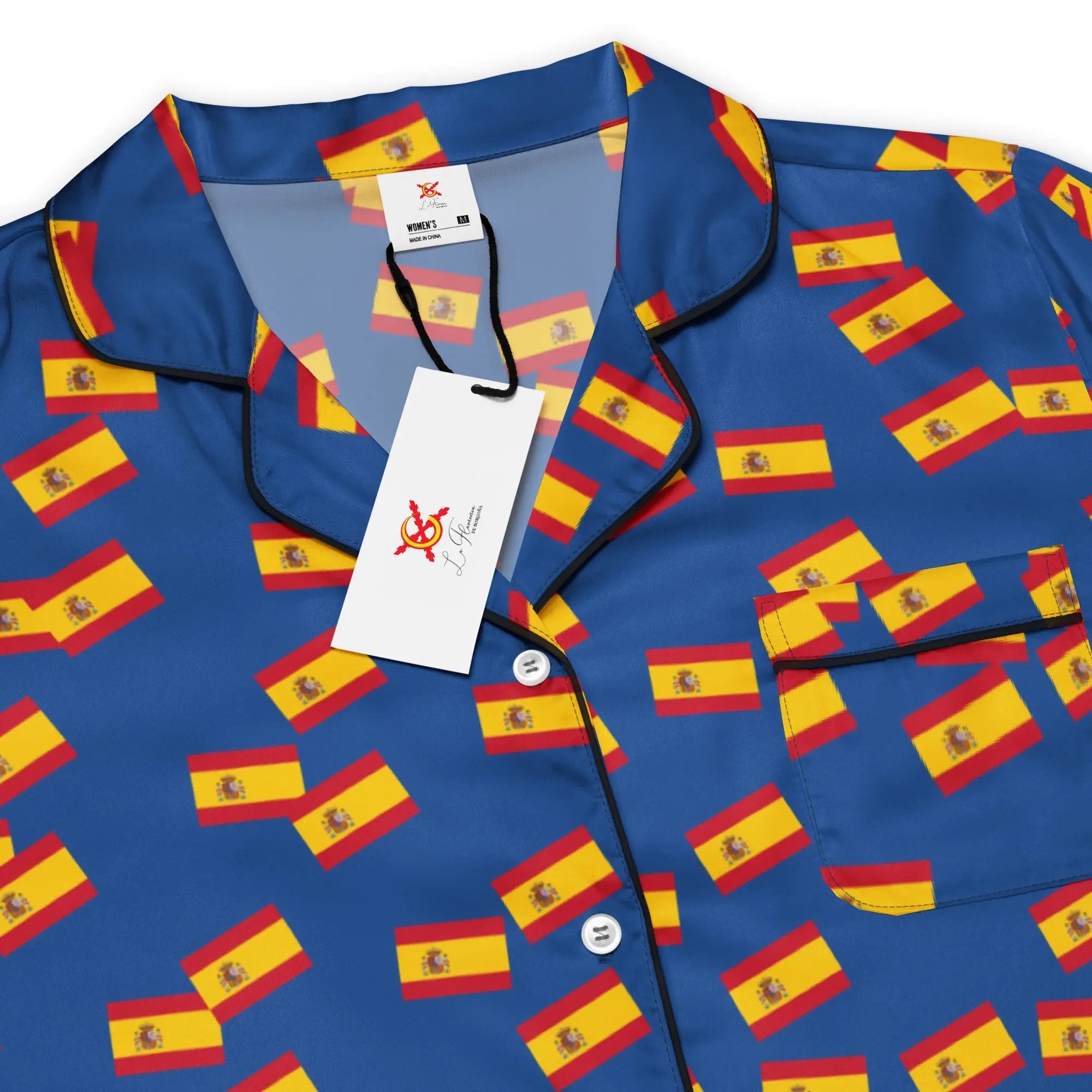 Comprar Pijama de manga larga Azul Bandera España movimiento La Flamenca de Borgoña Bandera España