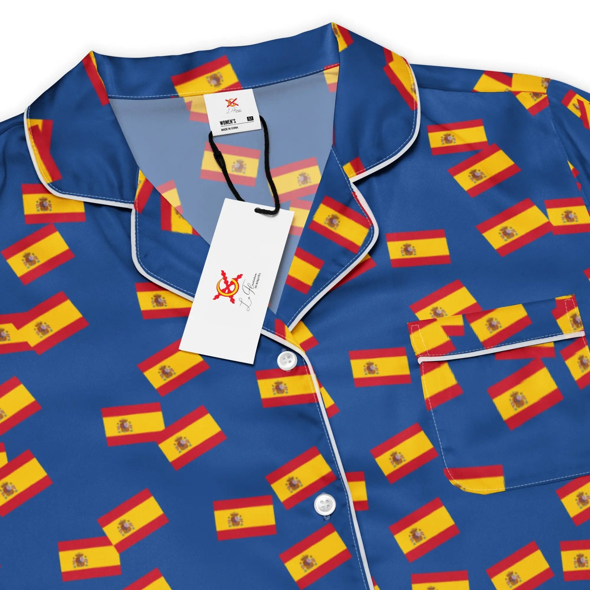 Comprar Pijama de manga larga Azul Bandera España movimiento La Flamenca de Borgoña Bandera España
