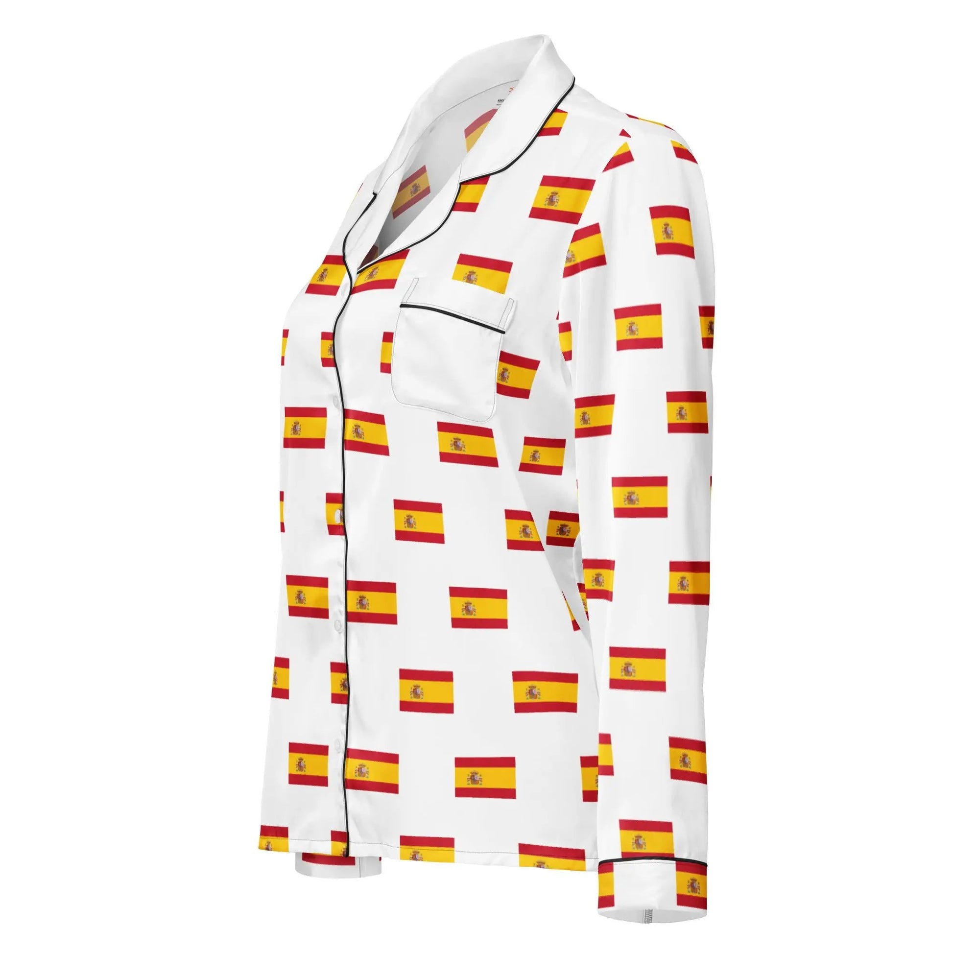 Comprar Pijama de manga larga Blanco Bandera España con ribete La Flamenca de Borgoña Bandera España