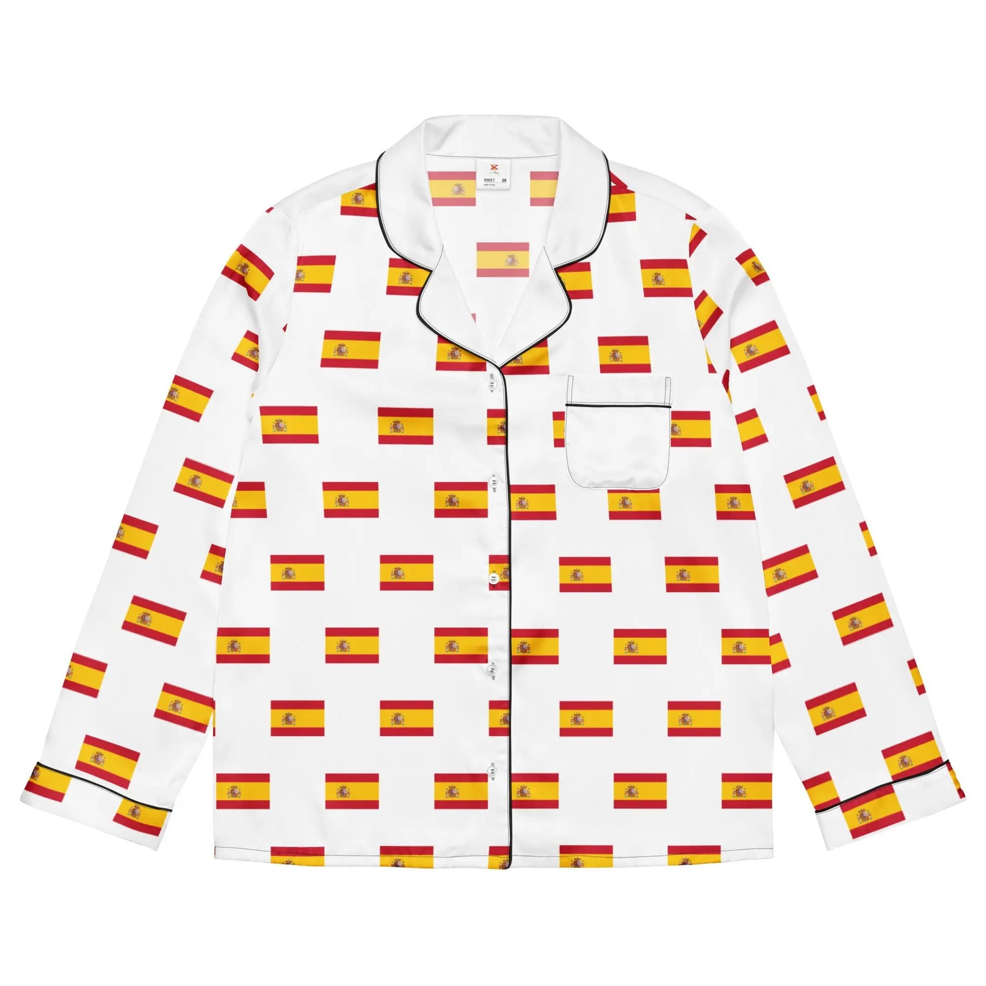 Comprar Pijama de manga larga Blanco Bandera España con ribete La Flamenca de Borgoña Bandera España