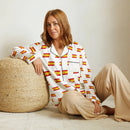 Comprar Pijama de manga larga Blanco Bandera España con ribete La Flamenca de Borgoña Bandera España